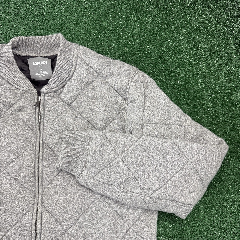 Bonobos Men's Quilted Bomber Insulated Full Zip Jacket Coat Size Medium Gray